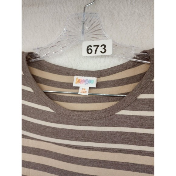 LuLaRoe NWT Julia Dress Size XS Taupe/Beige Stripes Casual Stretch Bodycon Fit - Picture 2 of 16